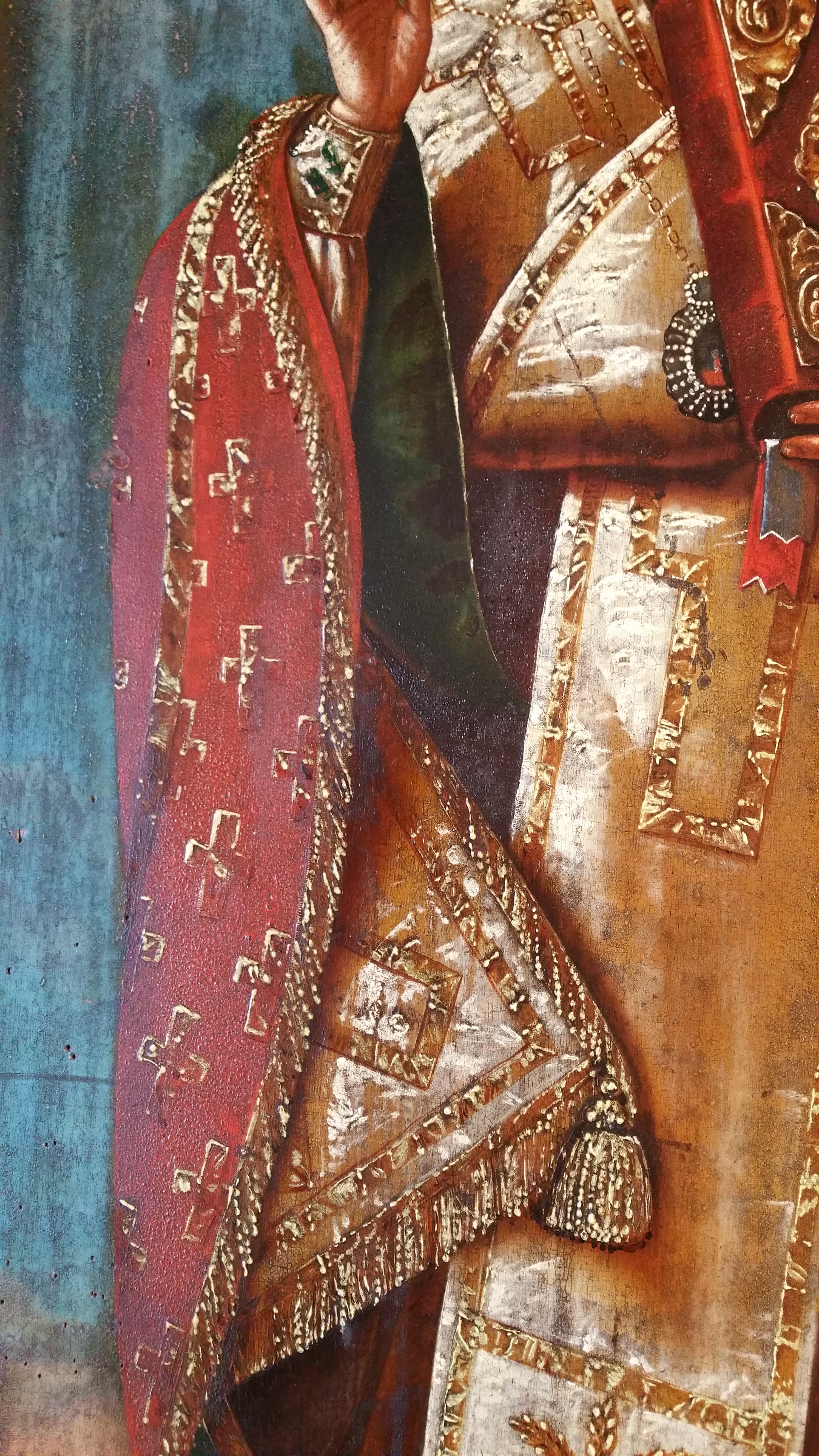 Икона храмовая старинная Николай Мирликийский. Фотография 5