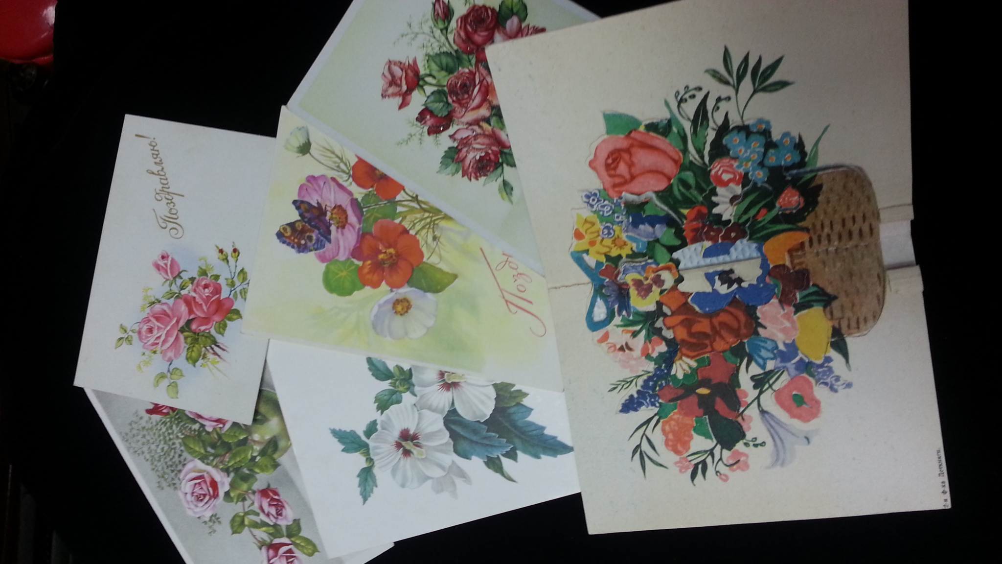 старинные открытки с цветами середины 20 века