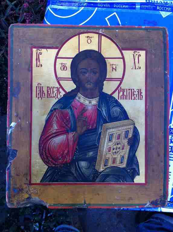 Икона Москва Господь Вседержитель, 19 век, 27 см