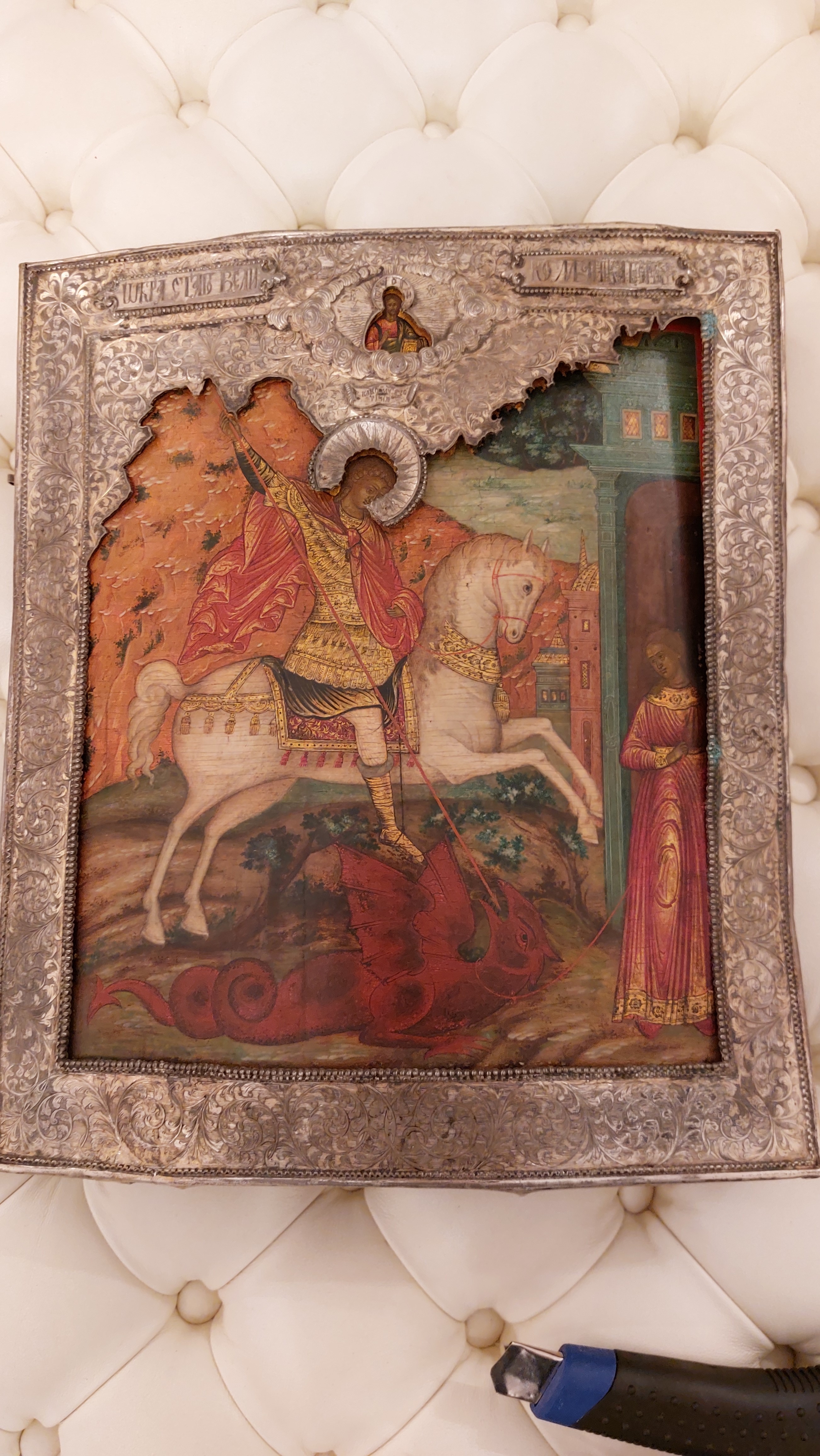 Икона старинная Георгий Победоносец 18 век