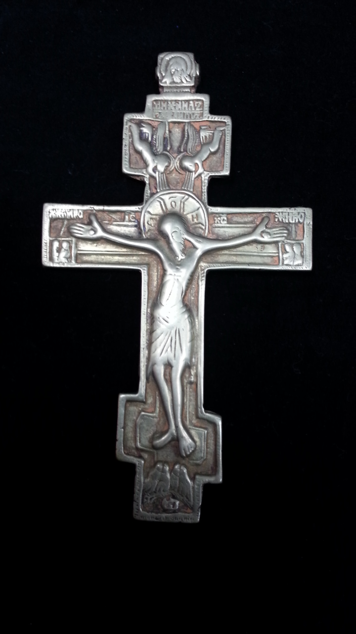Антиквариат крест распятие медный сплав
