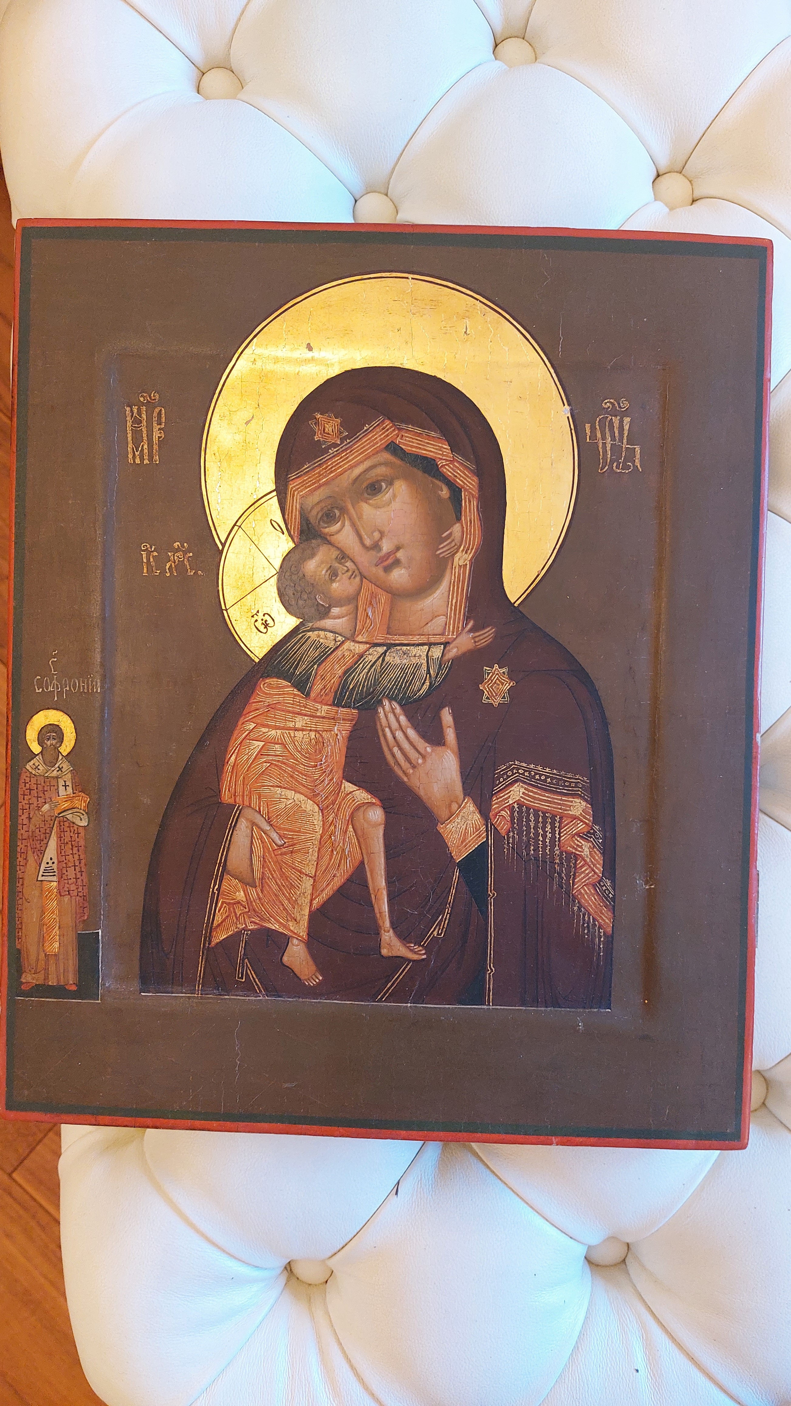 Икона Владимирская БМ в серебряном окладе. Фотография 5