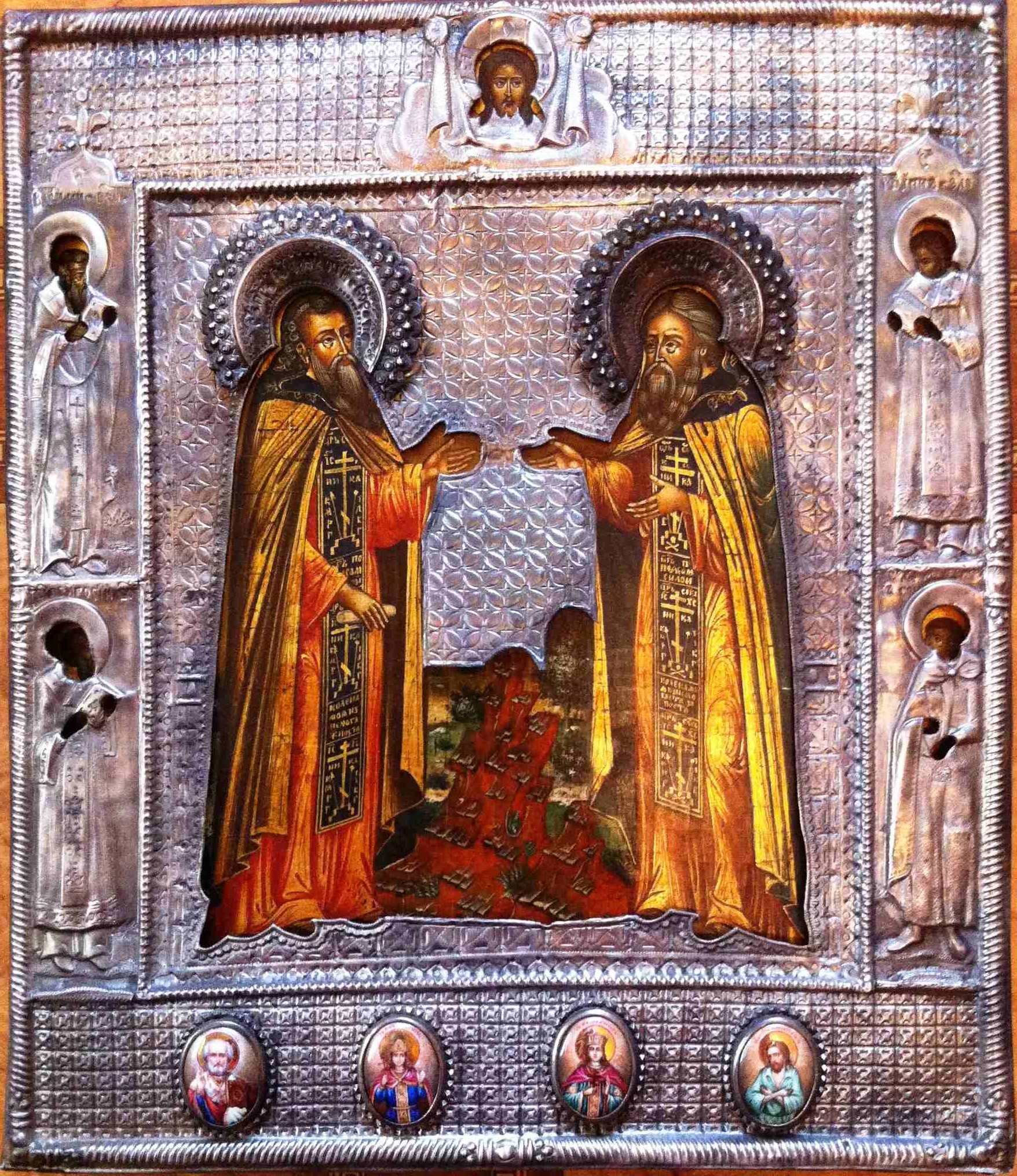 Икона Избранные Святые, 31 см,Серебро, эмаль