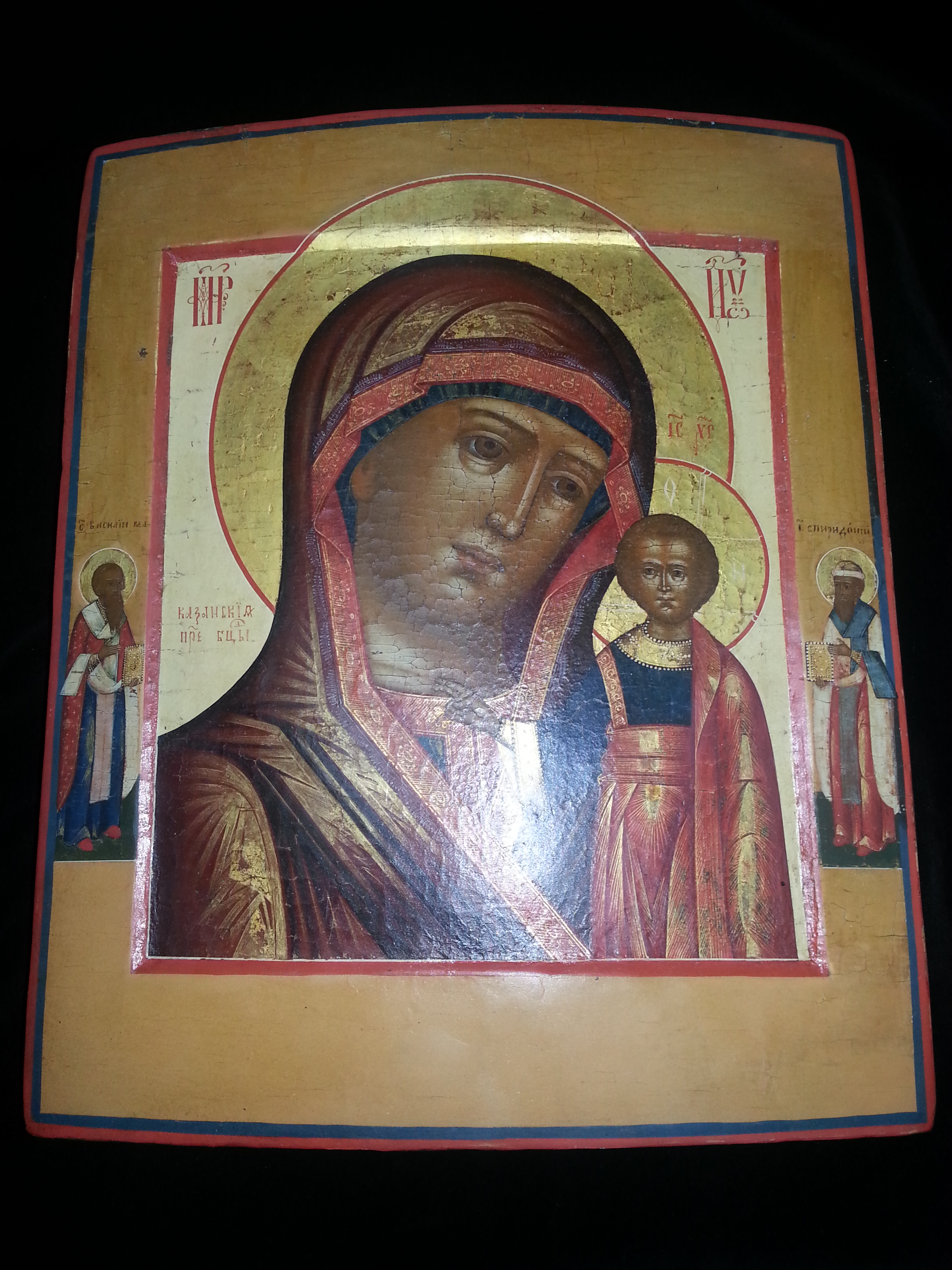Старинная икона Божия Матерь Казанская школьное письмо, замечательная работа