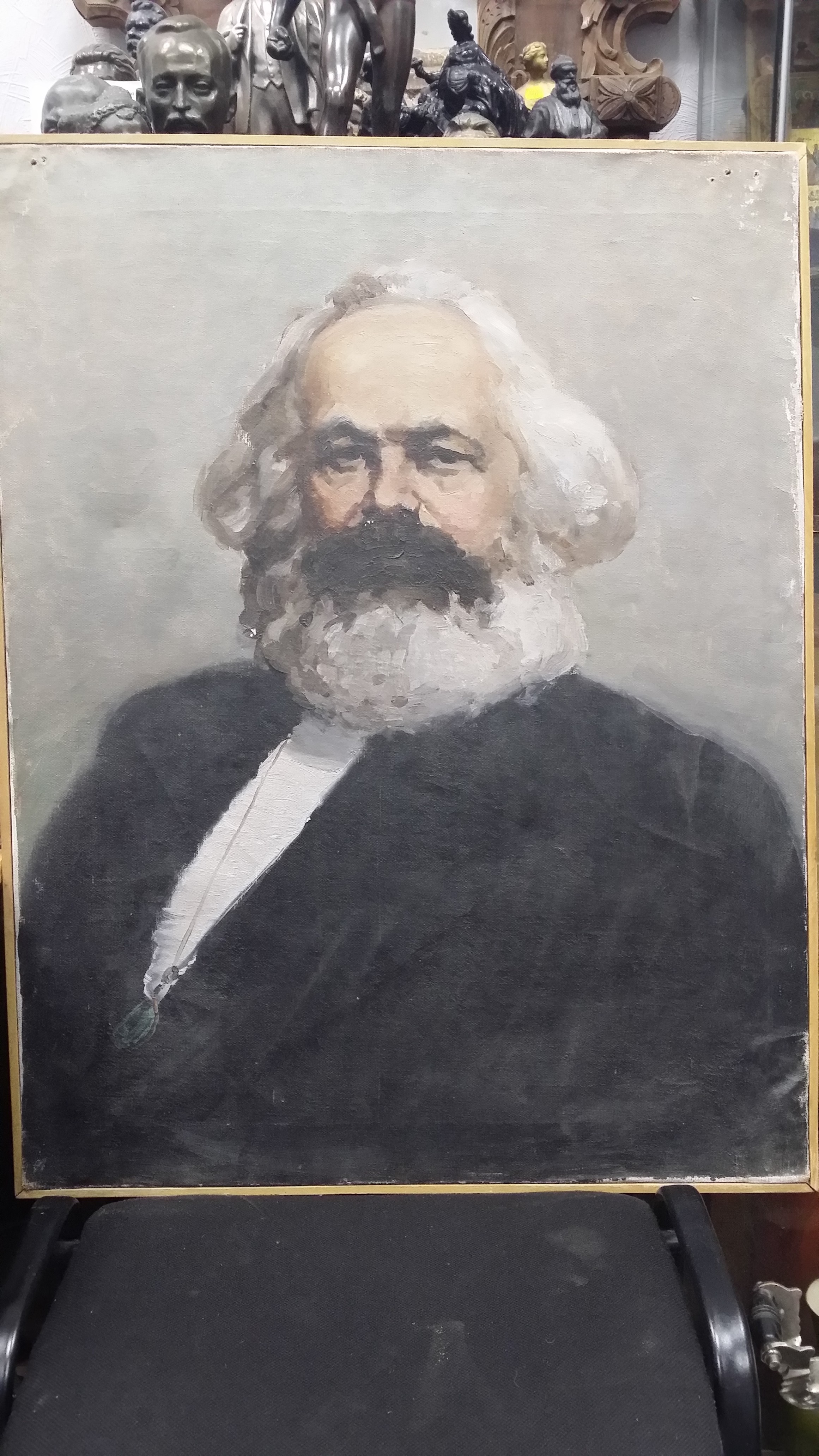 Картина антикварная Карл Маркс 68х88 см