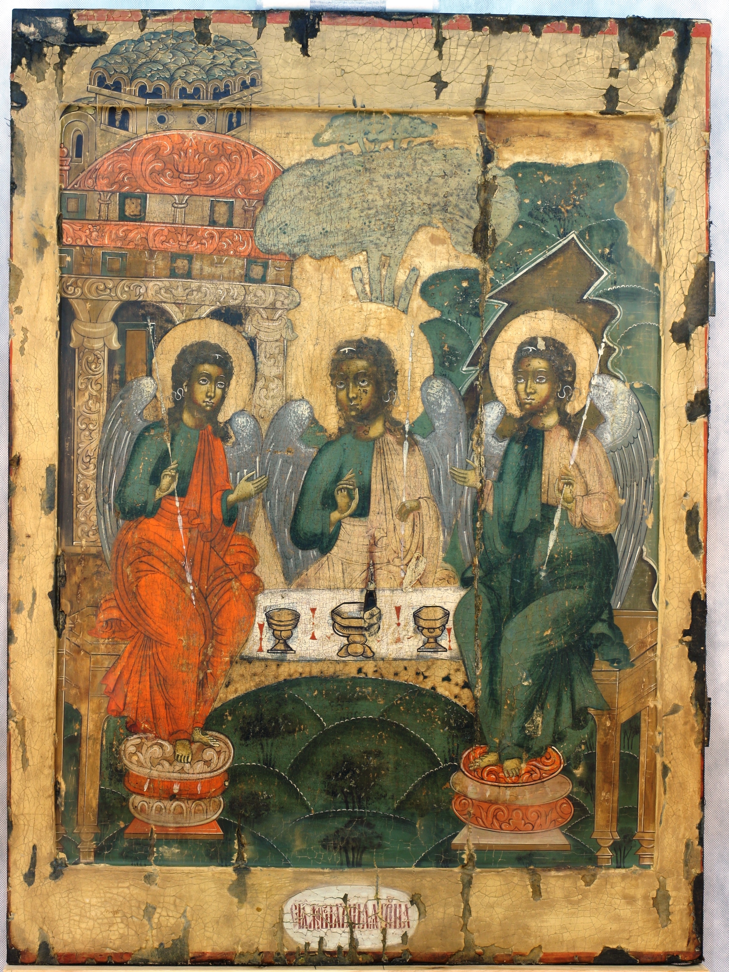 Предлагаем икону старинную Троица ветхозаветная, увеличенная ковчежная, музейного уровня